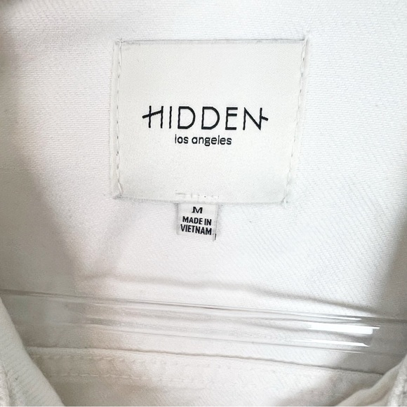 HIDDEN LOS ANGELES WHITE DENIM FRAY HEM JACKET SZ MEDIUM - Picture 4 of 9